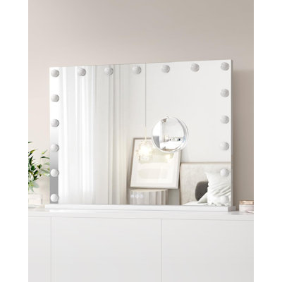 2024 New Vanity Mirror with Lights, Elegant Lighted Vanity Mirror, 15 LED Bulbs, 3 Light Settings, 3X Zoom Mirror