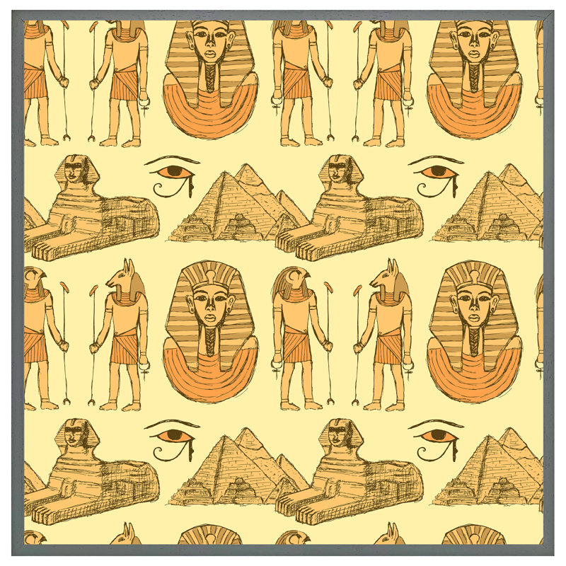 Mifflintown Egyptians And Sphinx - Single Picture Frame Print, 31cm H x 31cm W, Grey Framed