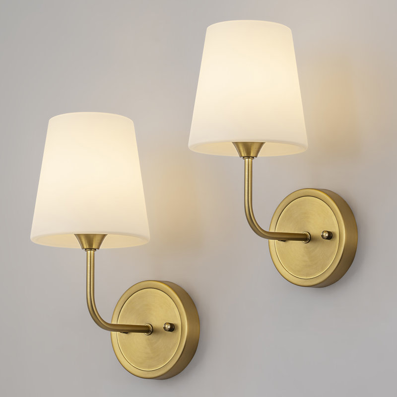 Luna 2-light Modern Wall Sconces With Frosted Milk Glass Shade