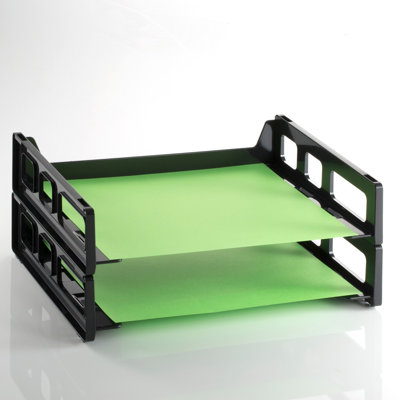 Plateaux de bureau empilables, charge latérale, 13-3/16 po x9 po x2-3/4 po, 2 par lot, noir