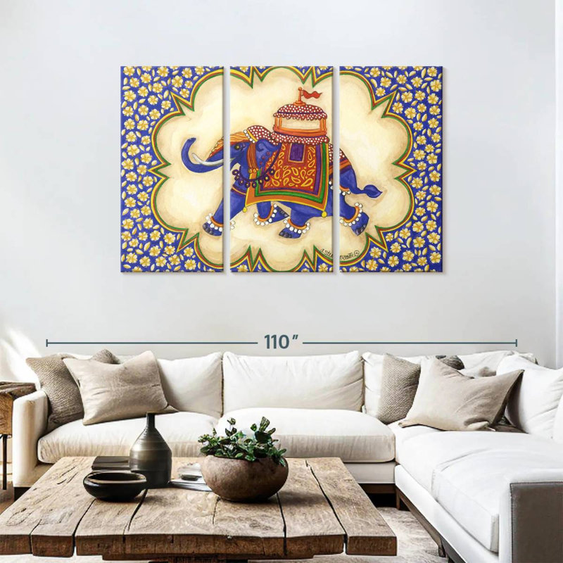 Brampt Elephant Cartouche Facing Left, 48" H x 74" W