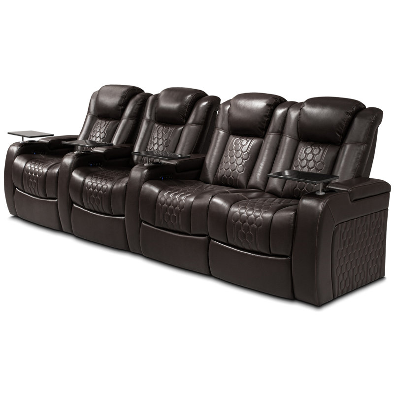 Fauteuil inclinable électrique de 124,4 po pour 4 personnes avec dessus de table Nappa