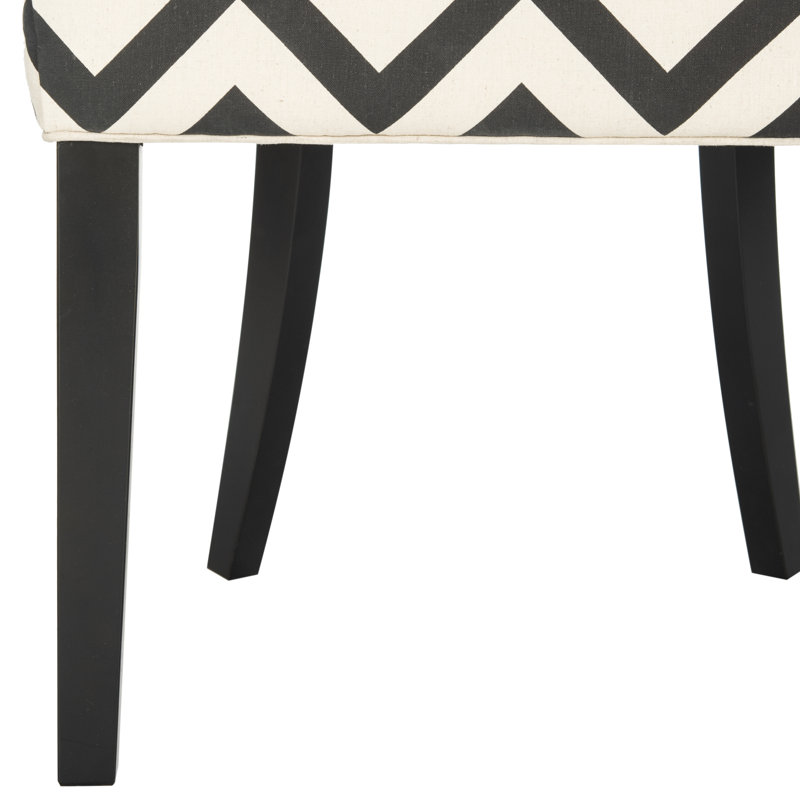 Agampreet 19.5'' H Linen Upholstered Side Chair, Black/White Chevron Linen