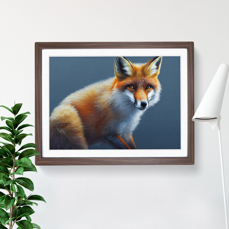 A Breathtaking Fox - Single Picture Frame Painting, 25cm H x 34cm W x 2cm D, Walnut