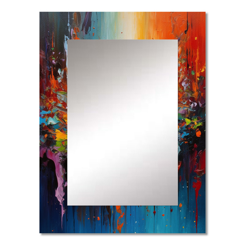 Orange cubique sarcelle Fusion - miroir cubique, miroir mural décoratif moderne, impression d'art en métal, 32 po x 24 po