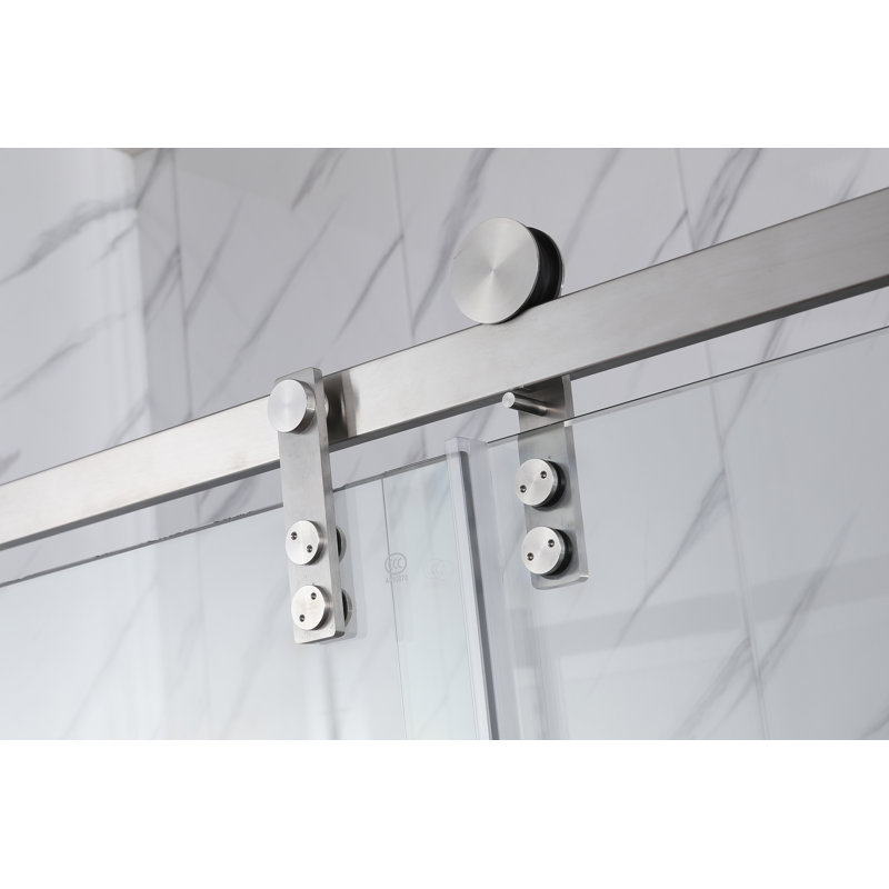 Porte de douche coulissante simple l 60 po x H 76 po | Verre trempé | Entièrement sans cadre