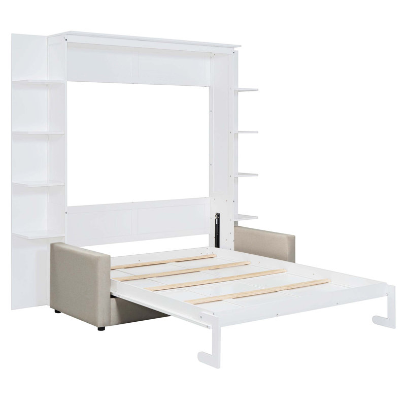 Grand lit escamotable blanc avec canapé Murphy