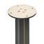 Table de négocier moderne carrée - plateau en pierre frittée blanche de 85 cm, pieds en bois noir avec base en métal doré-117345825