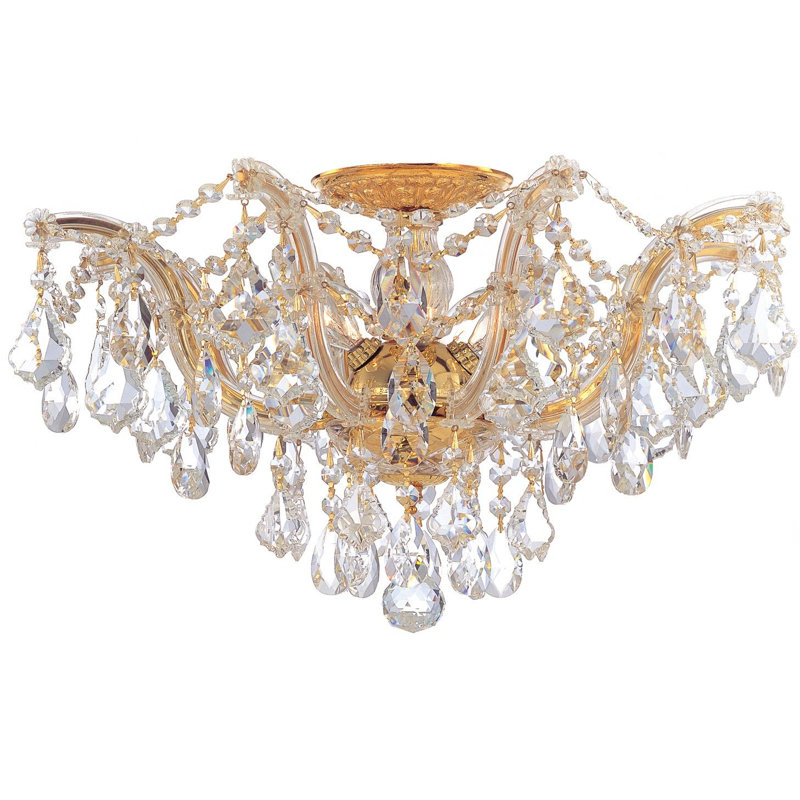 Weekes 5-Light 19" Semi Flush Mount, Swarovski Elements, Polished Gold