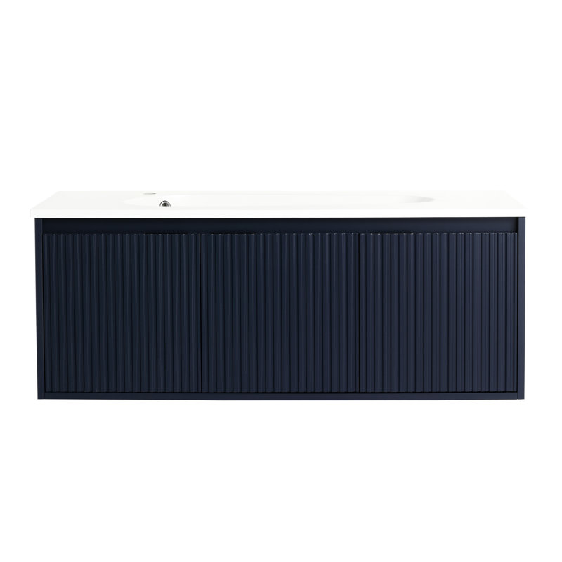 Meuble-lavabo à fixation murale en résine 36 po 36 po, 2 portes avec beaucoup d'espace de rangement, 36", Minut