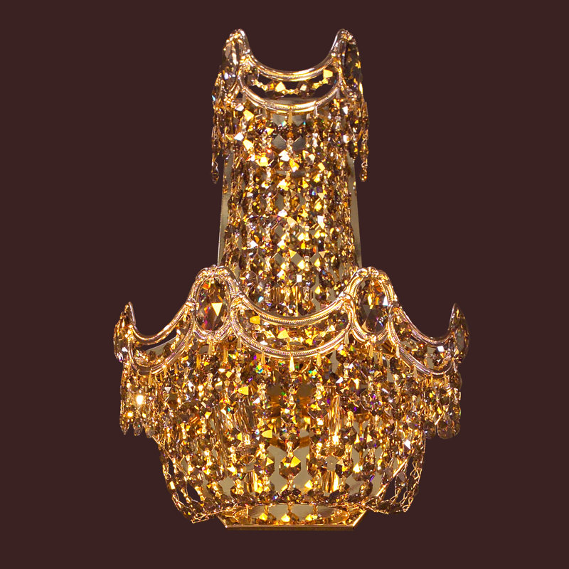 Regency Flush Mounted Sconce, Crystalique Plus, 24k Gold Plate