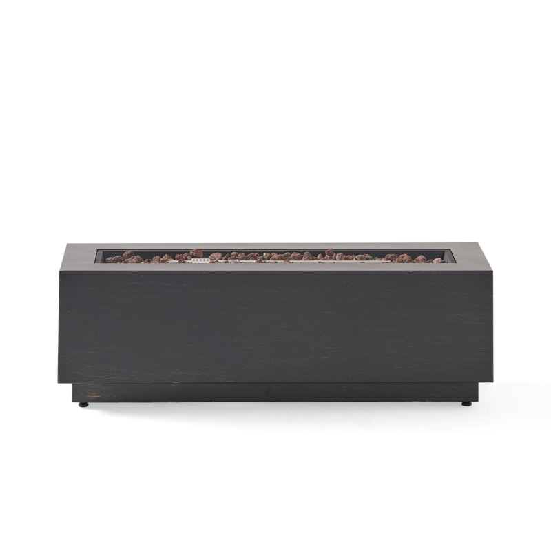 40" Outdoor 50,000 BTU Rectangular Iron Propane Fire Pit, Dark Grey (Tank Cover Not Included)