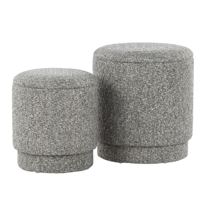 Carlesia Upholstered Ottoman, Gray/Green Noise