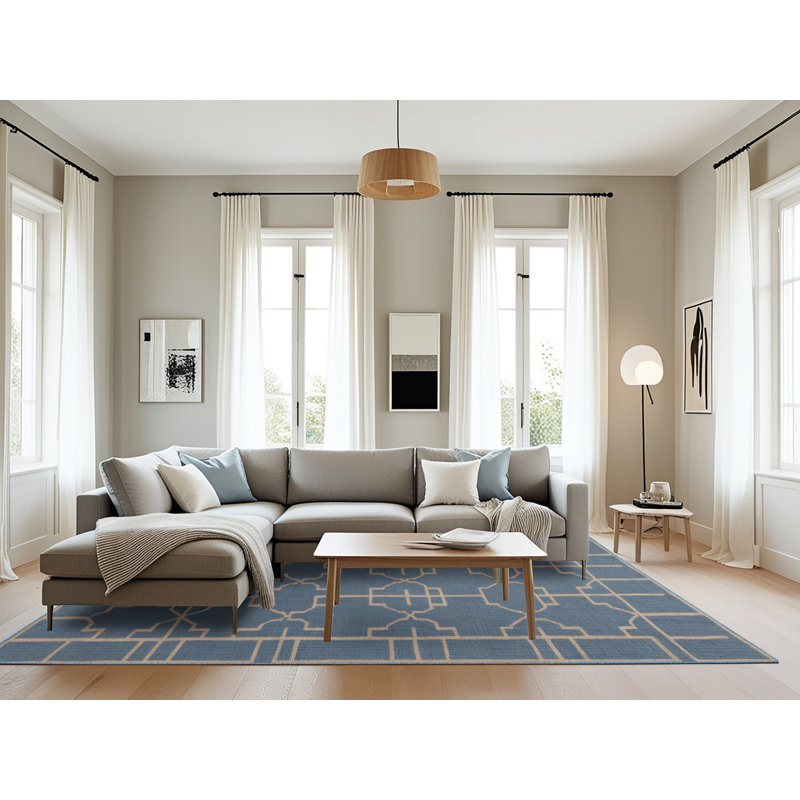 Tapis bleu en treillis lavable à la machine, Tapis de couloir 2 pi x 4 pi