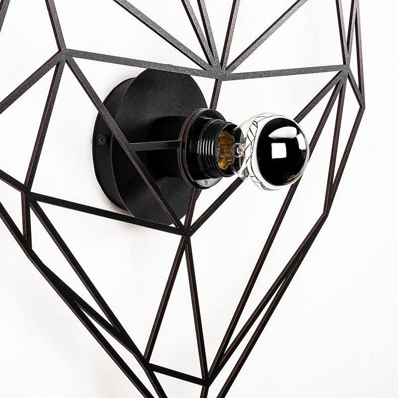 Lampe murale moderne noire, corps en panneau de fibres à densité moyenne avec capuchon en métal, 18,5 po x 4,7 po x 15,7 po | Douille E27, 40 W maximum (ampoule non incluse) | Homologué IP20, conception enfichable, parfait pour les chambres d'enfants 
