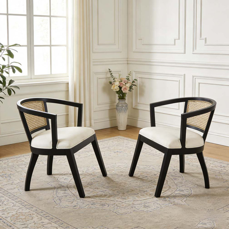 Chaise avec accoudoirs de salle à manger, Crème