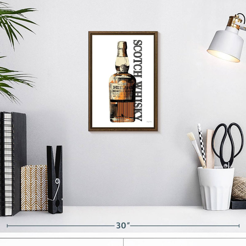 Scotch whisky, 9 po x 13 po, Cadre flottant noyer
