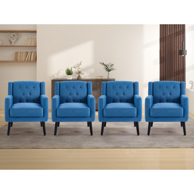 29" Wide Contemporary Soft Upholstered Tufted Armchair With Solid Wood Legs