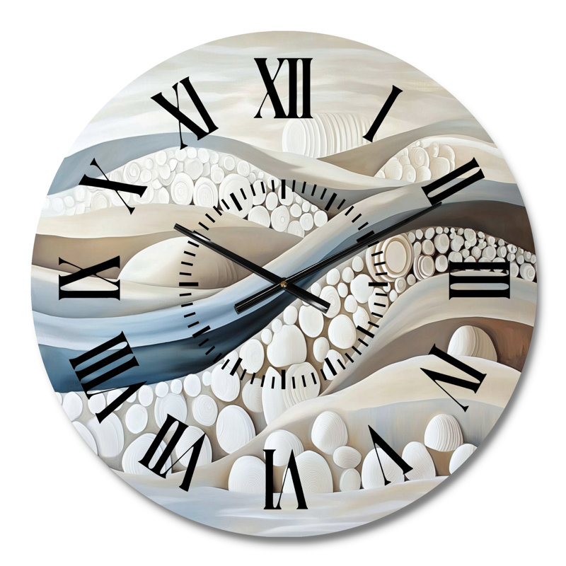 Sables ratissés du calme - Horloge murale zen en métal blanc, Petit