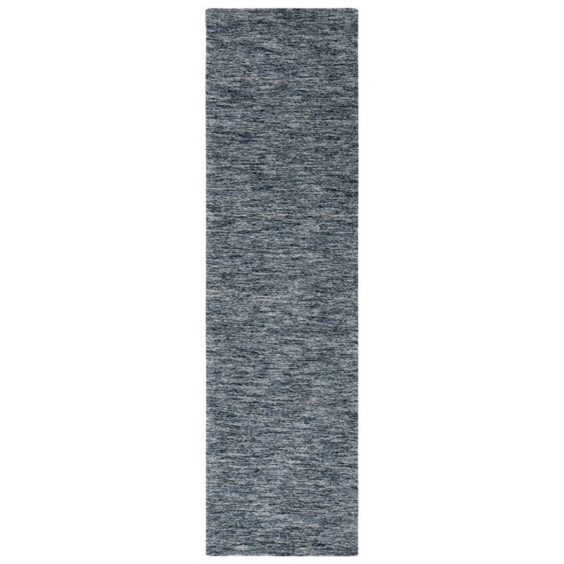 Furness Handloomed Wool Cotton Rug in Navy/Gray, Runner 2'3" x 8'