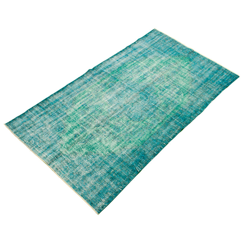Tapis décoratif bleu marine en laine de conception unique 5 pi 1 po X 8 pi 11 po noué à la main 1980S