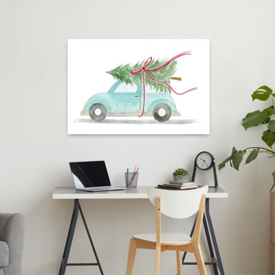 Voiture rétro pour Noël, arbre de Noël abstrait rétro, art naturel