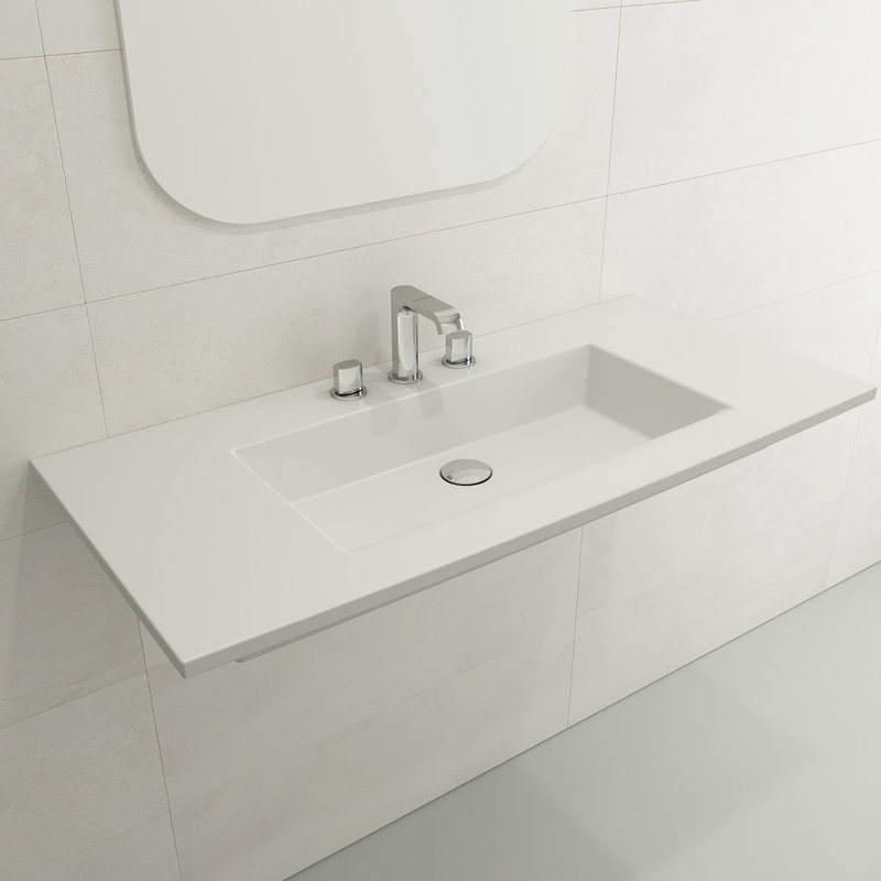 Ravenna Bathroom Sink, Matte White, 8" Widespread