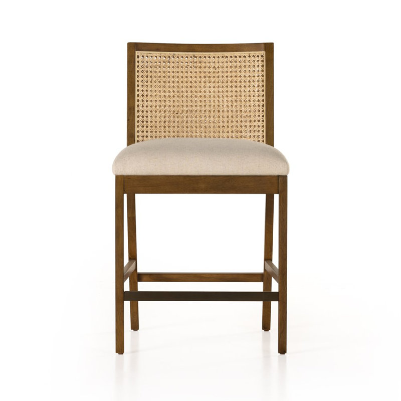 Tabouret de comptoir et de bar Sergi, Tabouret de comptoir (siège d'une hauteur de 27 p, Brun / naturel / taupe