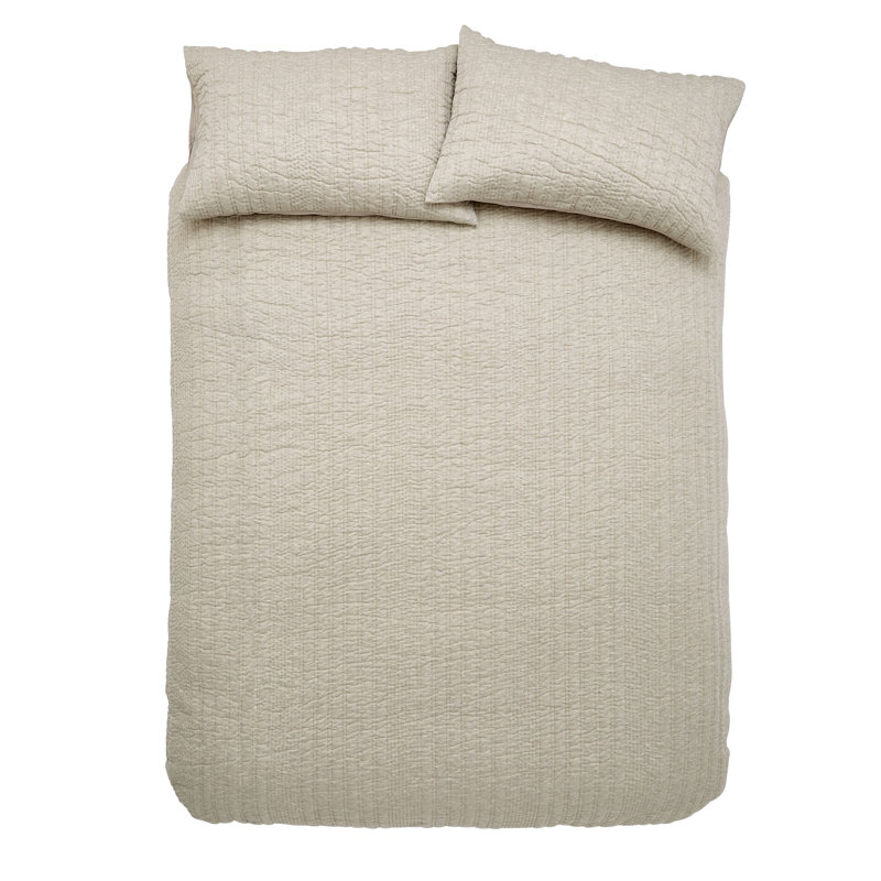 Tamba Jersey Stripe Double Duvet Cover Set with Pillowcases, King Duvet Cover + 2 Standard Pillowcases, Beige
