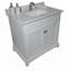 Dessus de meuble-lavabo en pierre blanc de 31 po Montary avec lavabo en céramique encastré et robinet simple avec dosseret