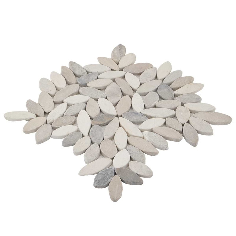 Nature Flower Carrara Marble Mosaic Tile, Lombok  Beige