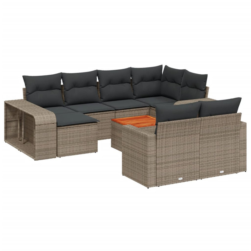  Ensemble de canapé de jardin modulaire en rotin gris 11 pièces