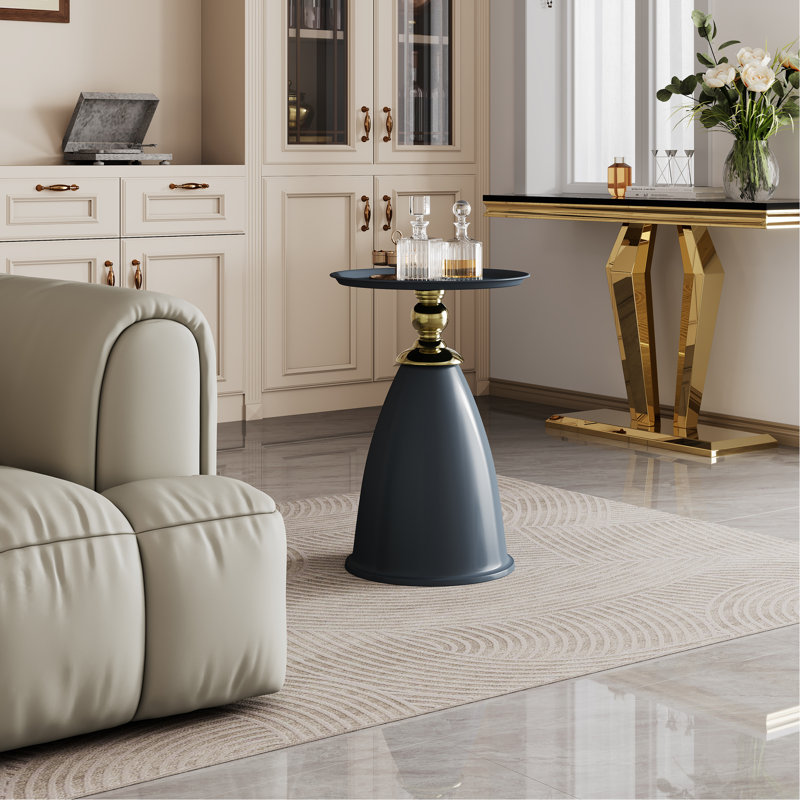 Table de bout en fer Luxury Design, table d'appoint ronde minimaliste pour petits espaces, Noir