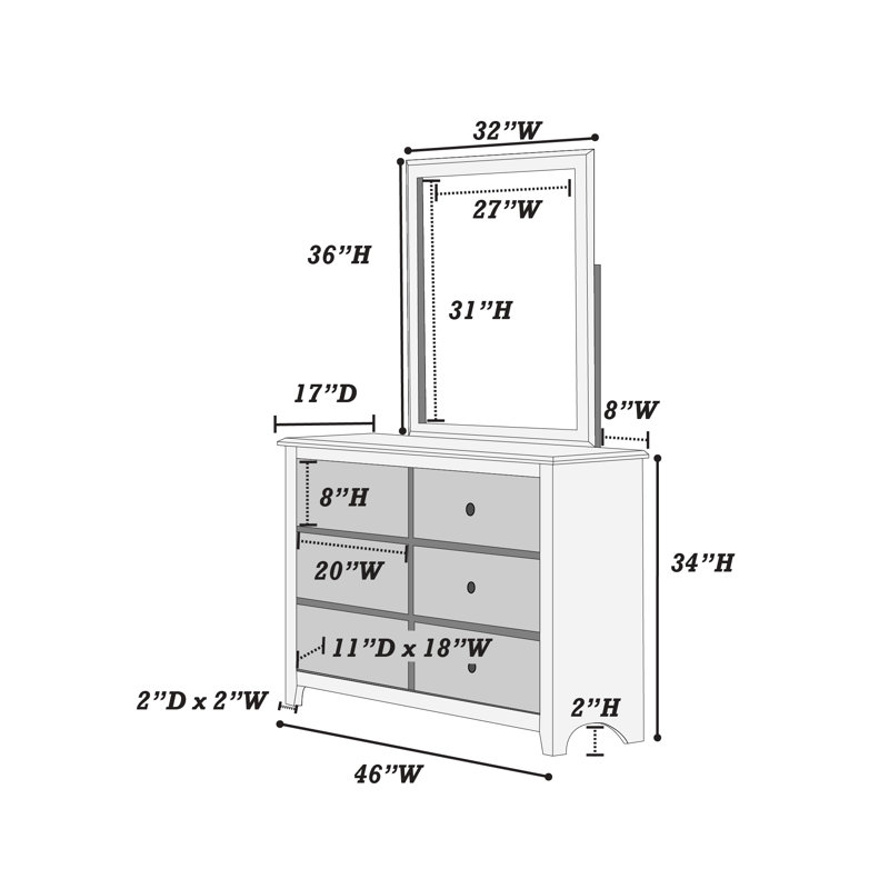 48'' W 6 - Drawer Dresser, Cherry
