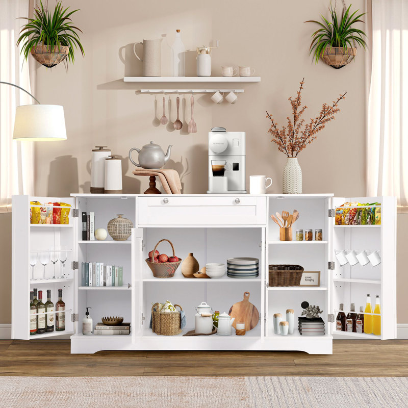 54" Modern Buffet Cabinet with Storage,Wood Sideboard Cabinet with Drawer,Coffee Bar Cabinet with Doors and Adjustable Shelves