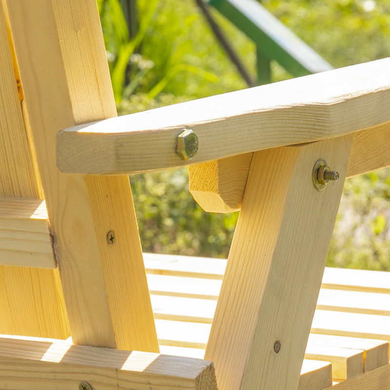 Wilhelmina Outsunny Patio Bench, Garden Bench with Middle Table and Umbrella Hole, Wooden Outdoor Bench, Natural