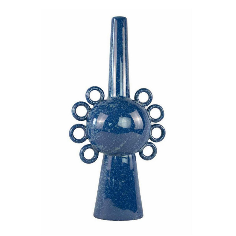 Kary Flower Vase, Unique 3D Look, Narrow 23 Inch Ceramic, Blue