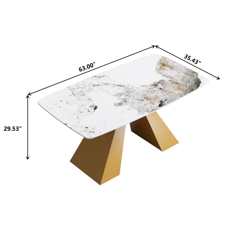 Table de salle à manger 63 "63 pi., Blanc antique