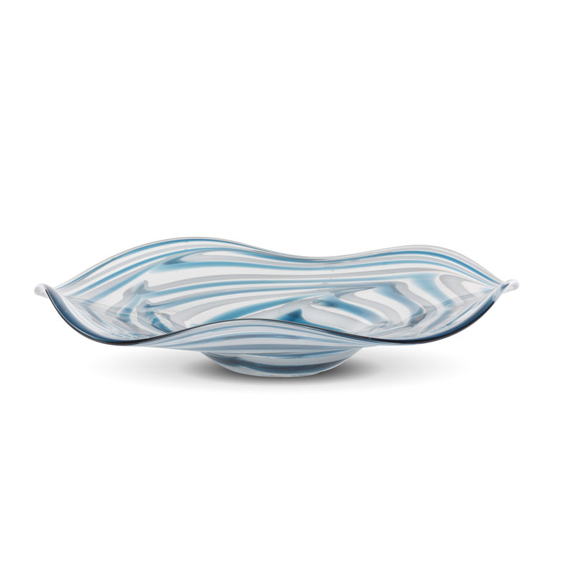 Ocean Glass Plate, Blue Swirl