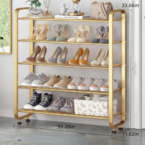 5 Tiers Modern Golden Metal Shoe Rack Storage Organizer Cabinet