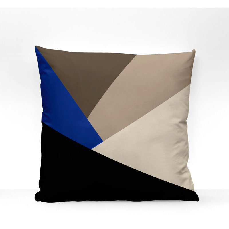 Isla Outdoor Reversible Throw Pillow, 15H" x 15W", Navy Blue Geometric 2