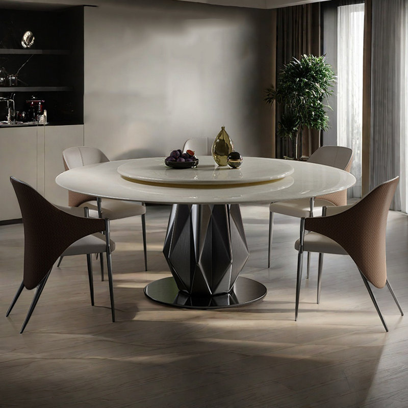 Luxury Simple Marble Round Dining Table Sets, 9