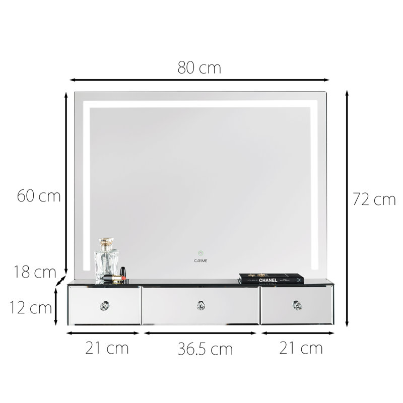 Flat Wall Mirror with Drawers