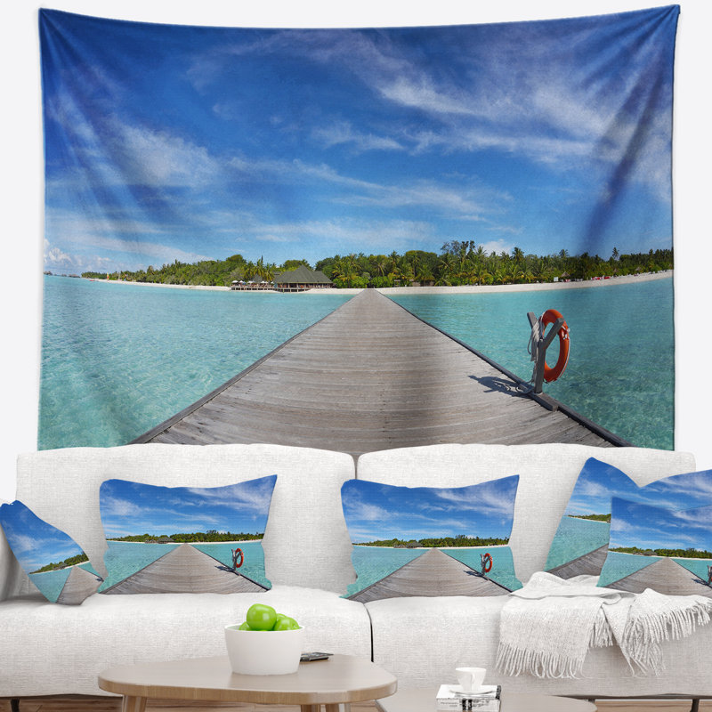 Tapisserie de plage tropical en bois, H 50 po x l 60 po