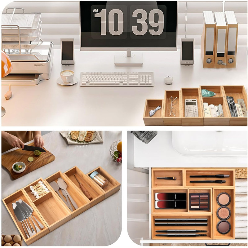 Organisateur de tiroir 5 pièces pour la cuisine Cloisons de rangement polyvalentes pour la cuisine
