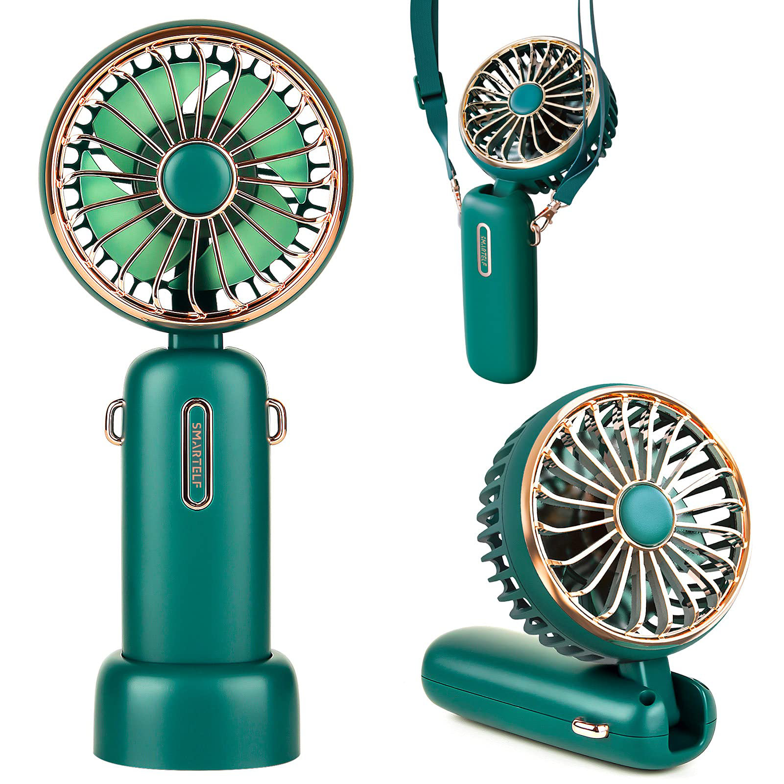 Generic Handheld Fan, 4800mah Battery Operated Mini Portable Personal Cooling Usb Rechargeable Wearable Hanging Neck Women Men, Multi-functional, 6-20 Hours Strong Airflow 3 Speeds-green | Wayfair
