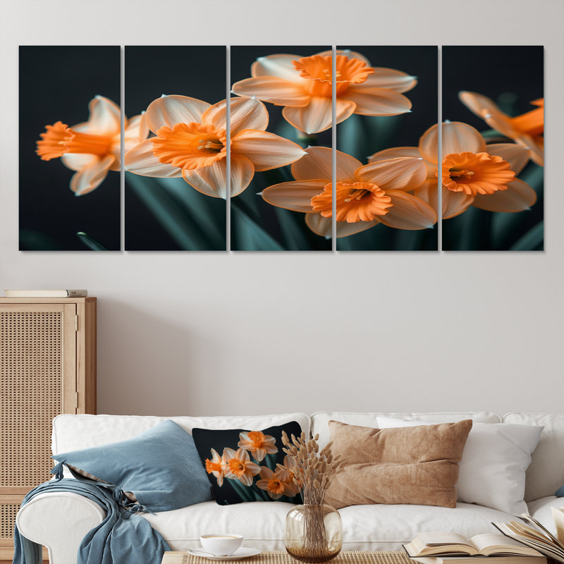 Gaige - Jonquilles, ensemble d'art sur toile, H 32 po x l 80 po