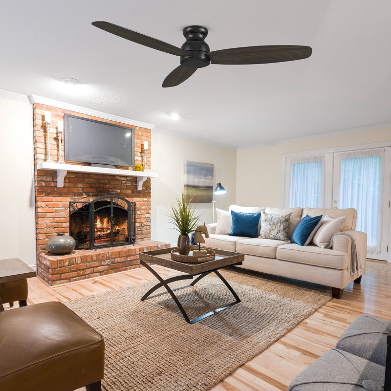 Ventilateur de plafond encastré 3 lumières Furness, L 60 po, Noyer foncé / chêne gris