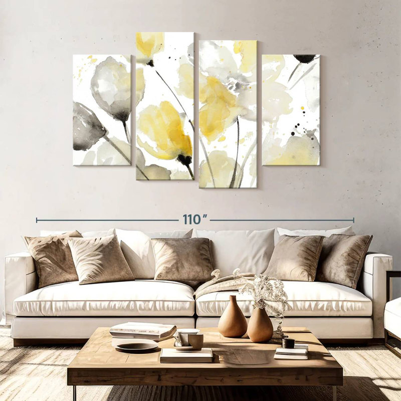 Avery neutre floral abstrait I, H 54 po x l 84 po