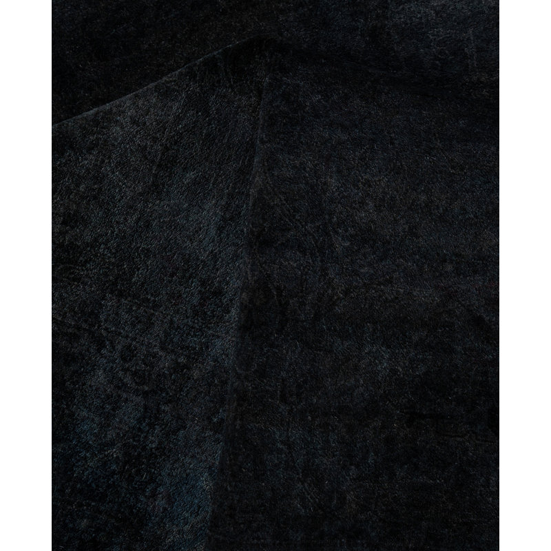 Overdyed Hand-Knotted Wool Modern-Contemporary Black Area Rug 9' 3" x 12' 3"